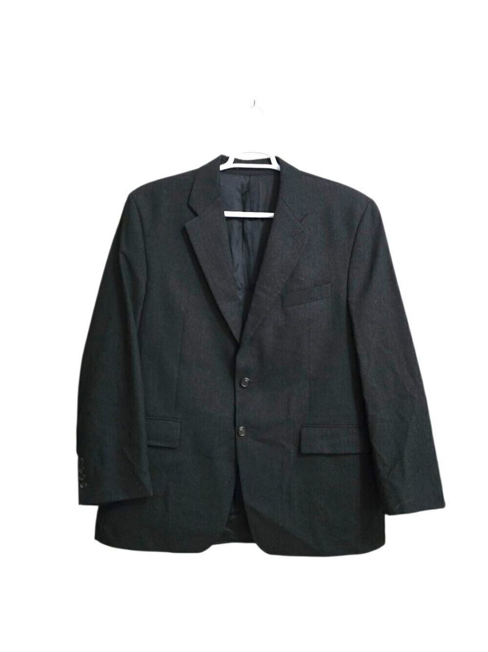 Chaps Ralph Lauren Vintage 90s Charcoal Gray Wool Single Breasted Blazer Sz 44R